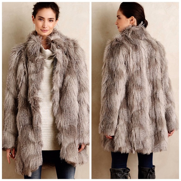 Plenty by Tracy Reese Fur Coat Anthropologie - Picture 1 of 8